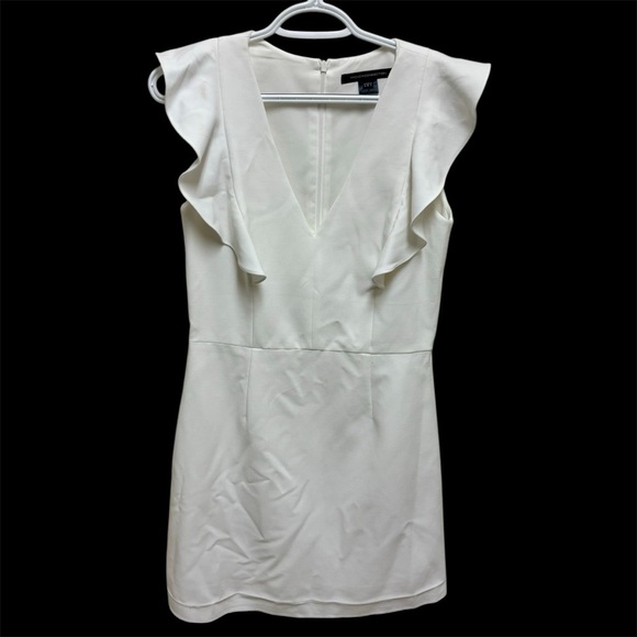 French Connection Dresses & Skirts - French Connection White V-Neck Mini Dress Size 8 Quiet Luxury Minimalist